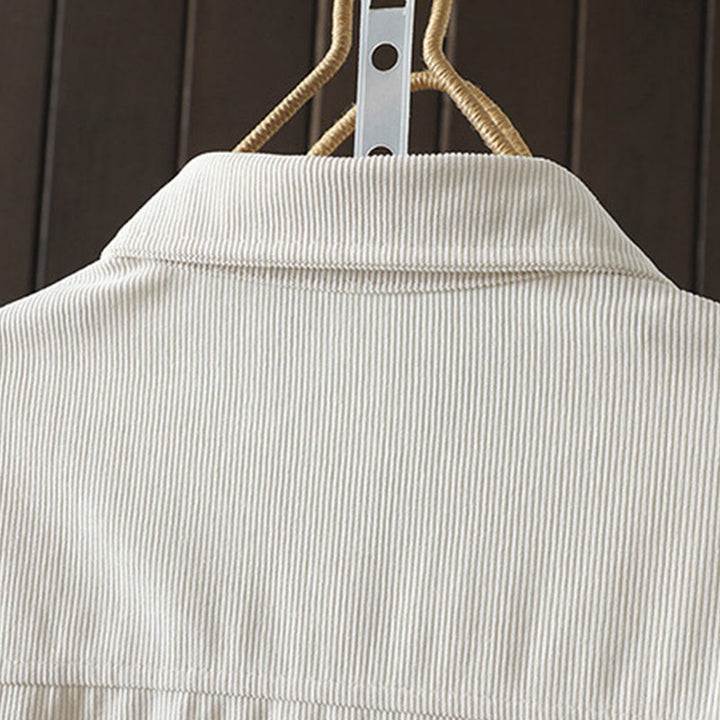 Buddha Stones Commute Plain Buttons Cotton Corduroy Women's Long Sleeve Shirt - image 10