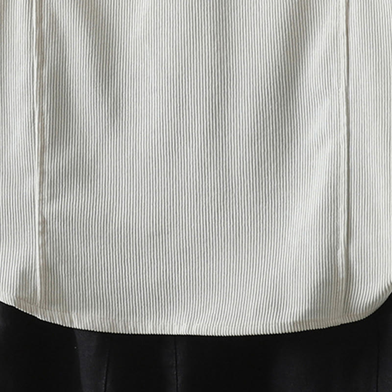 Buddha Stones Commute Plain Buttons Cotton Corduroy Women's Long Sleeve Shirt - image 15