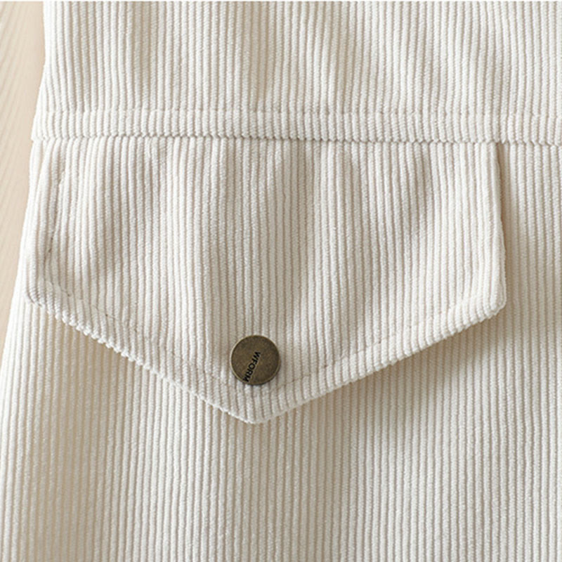 Buddha Stones Commute Plain Buttons Cotton Corduroy Women's Long Sleeve Shirt - image 12