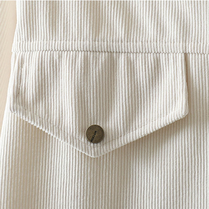 Buddha Stones Commute Plain Buttons Cotton Corduroy Women's Long Sleeve Shirt - image 12