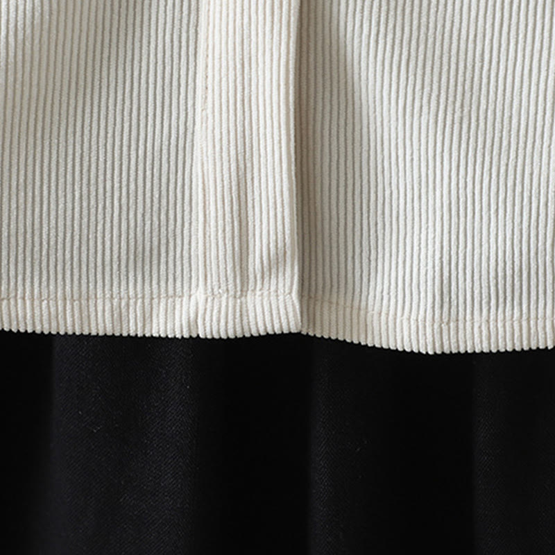 Buddha Stones Commute Plain Buttons Cotton Corduroy Women's Long Sleeve Shirt - image 16