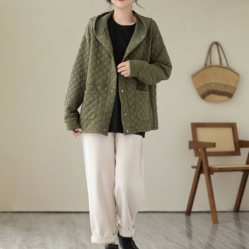 Buddha Stones Plain Hoodie Design Women's Cotton Thermal Long Sleeve Jacket With Pockets - image 5