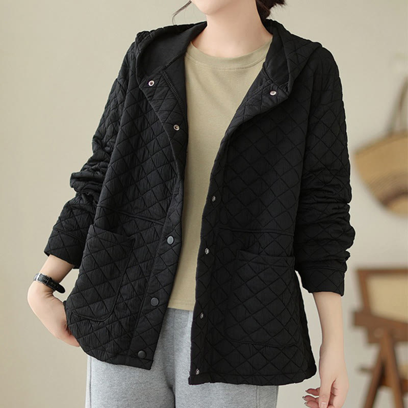 Buddha Stones Plain Hoodie Design Women's Cotton Thermal Long Sleeve Jacket With Pockets - image 9