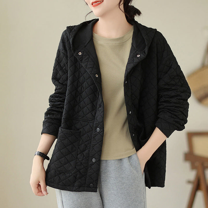 Buddha Stones Plain Hoodie Design Women's Cotton Thermal Long Sleeve Jacket With Pockets - Black - US14,UK/AU18,EU46 (2XL) - image 8