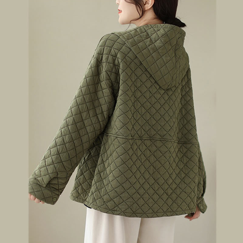 Buddha Stones Plain Hoodie Design Women's Cotton Thermal Long Sleeve Jacket With Pockets - image 3