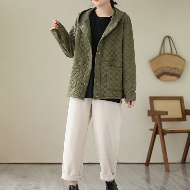 Buddha Stones Plain Hoodie Design Women's Cotton Thermal Long Sleeve Jacket With Pockets - image 4