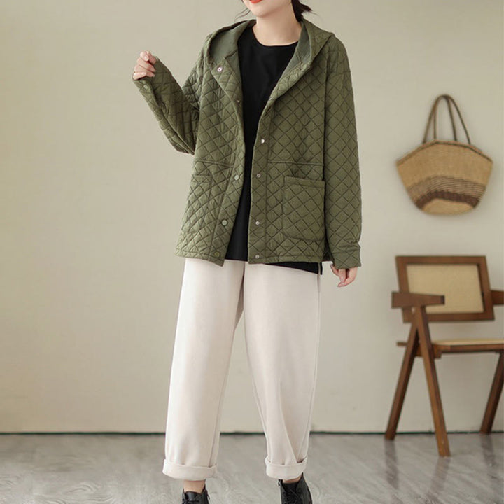 Buddha Stones Plain Hoodie Design Women's Cotton Thermal Long Sleeve Jacket With Pockets - image 4