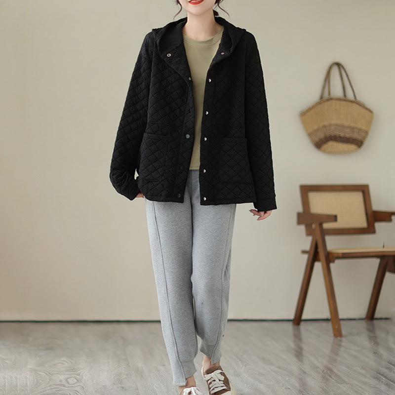 Buddha Stones Plain Hoodie Design Women's Cotton Thermal Long Sleeve Jacket With Pockets - image 12