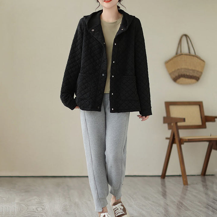 Buddha Stones Plain Hoodie Design Women's Cotton Thermal Long Sleeve Jacket With Pockets - image 12