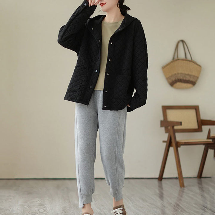 Buddha Stones Plain Hoodie Design Women's Cotton Thermal Long Sleeve Jacket With Pockets - image 13