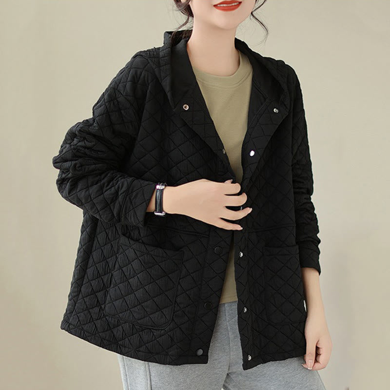 Buddha Stones Plain Hoodie Design Women's Cotton Thermal Long Sleeve Jacket With Pockets - image 11