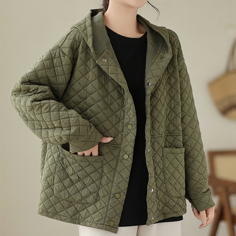 Buddha Stones Plain Hoodie Design Women's Cotton Thermal Long Sleeve Jacket With Pockets - image 2