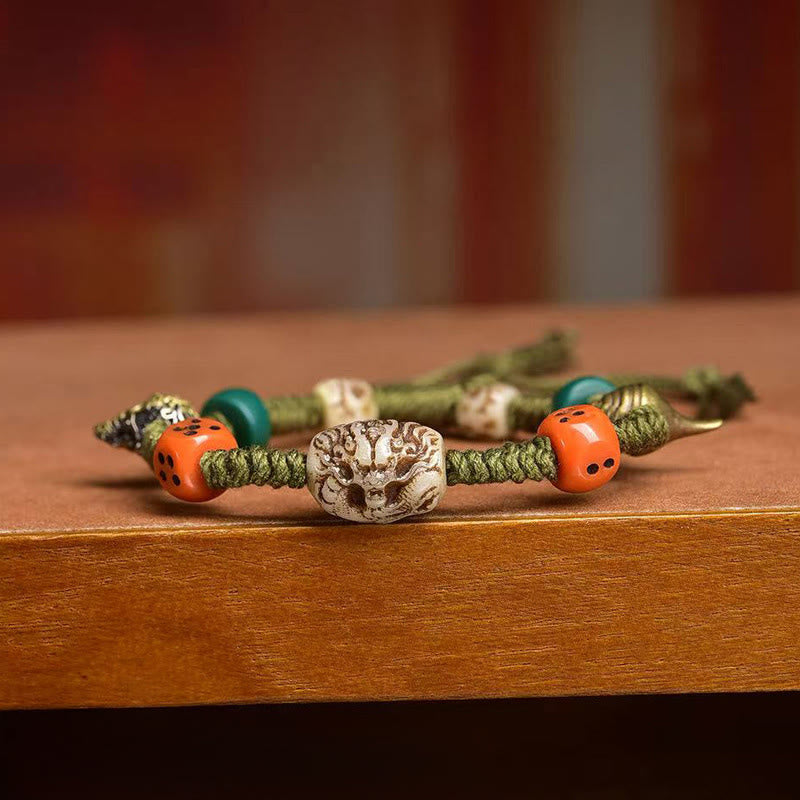 Buddha Stones Tibetan Dragon Pattern Dice Handmade Rope Bracelet - image 3