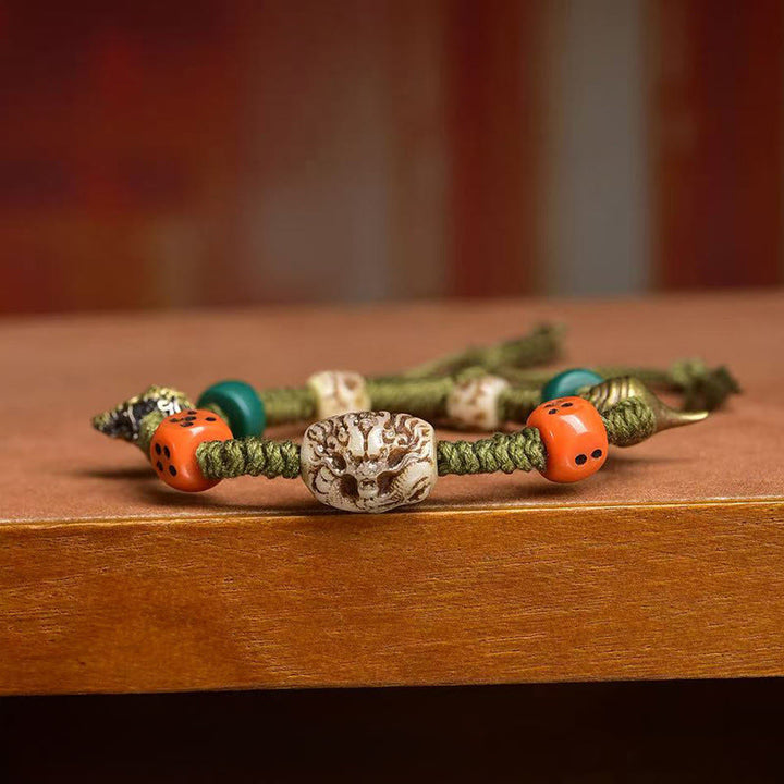 Buddha Stones Tibetan Dragon Pattern Dice Handmade Rope Bracelet - image 3