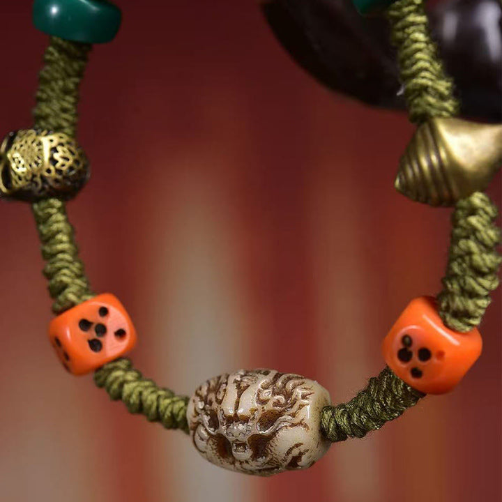 Buddha Stones Tibetan Dragon Pattern Dice Handmade Rope Bracelet - image 4