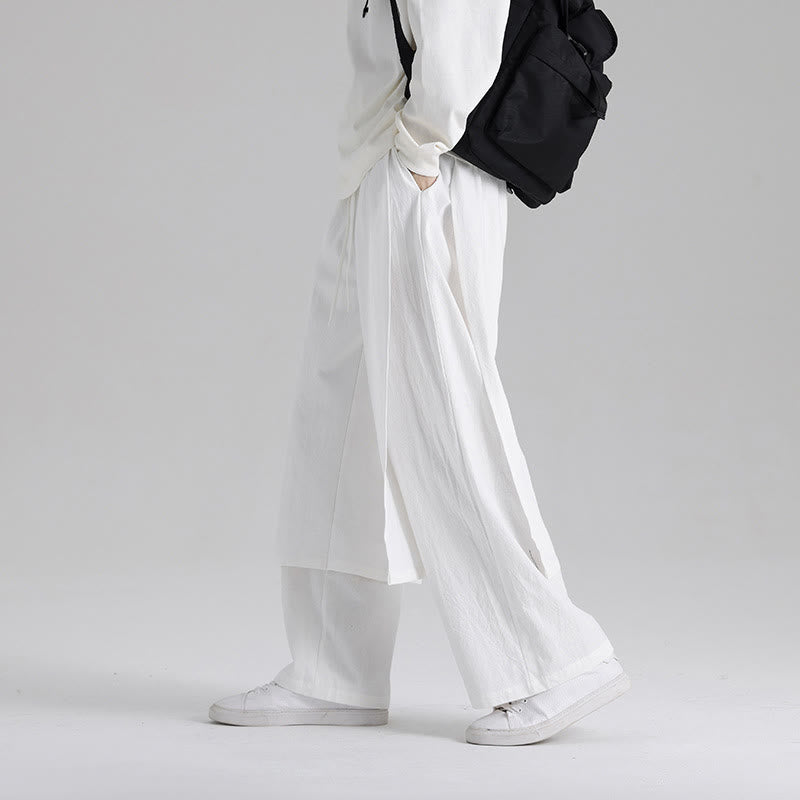 Buddha Stones Plain Patchwork Design Men's Cotton Pants With Pockets - image 22