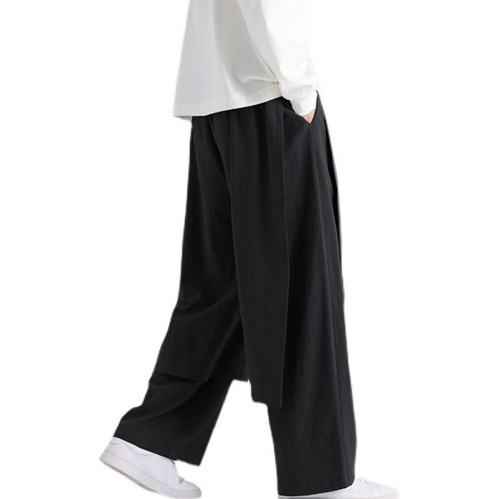 Buddha Stones Plain Patchwork Design Men's Cotton Pants With Pockets - image 18