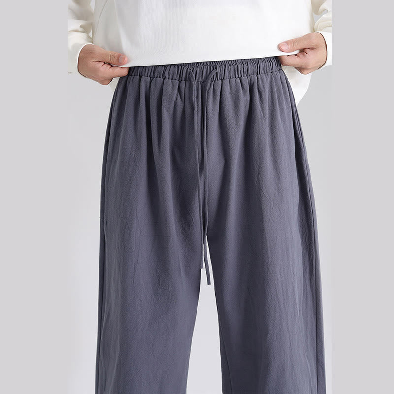 Buddha Stones Plain Patchwork Design Men's Cotton Pants With Pockets - image 7