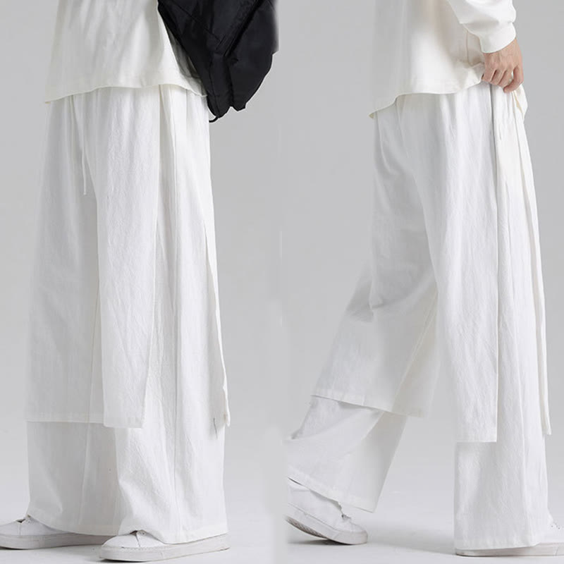 Buddha Stones Plain Patchwork Design Men's Cotton Pants With Pockets - image 23