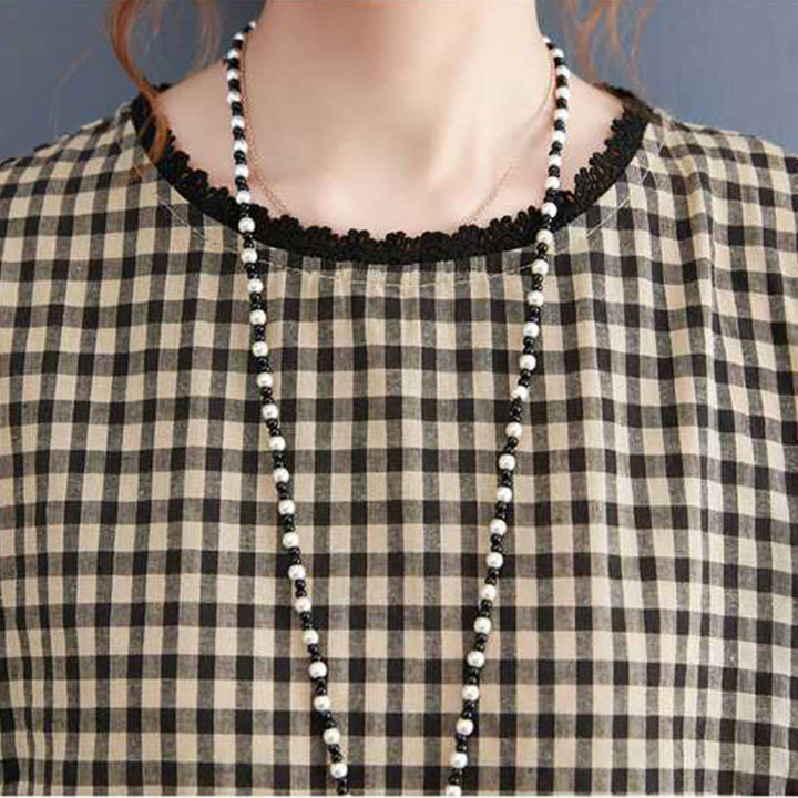 Buddha Stones Fall Plaid Pattern Ruffled Crew Neck Design Cotton Long Sleeve Midi Dress With Pockets - image 12