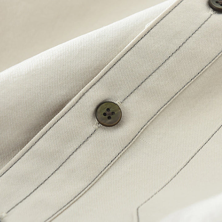 Buddha Stones Commute Buttons Long Sleeve Plain Shirt Men Clothing With Pocket - image 8