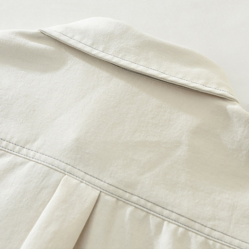 Buddha Stones Commute Buttons Long Sleeve Plain Shirt Men Clothing With Pocket - image 6