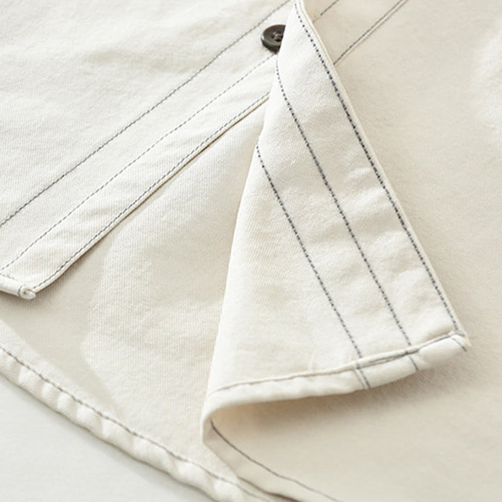 Buddha Stones Commute Buttons Long Sleeve Plain Shirt Men Clothing With Pocket - image 14