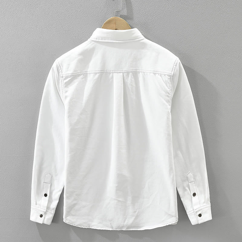 Buddha Stones Commute Buttons Long Sleeve Plain Shirt Men Clothing With Pocket - image 2