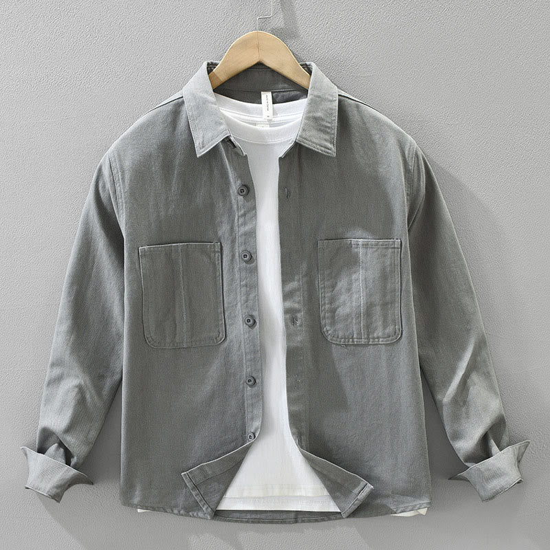 Buddha Stones Spring Commute Buttons Long Sleeve Shirt Men Cotton Clothing With Pockets - DarkGray - US/UK/AU42,EU52 (3XL) - image 14