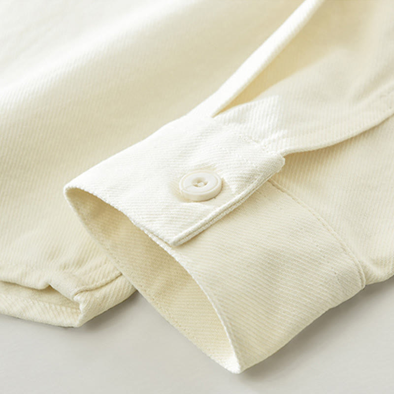 Buddha Stones Spring Commute Buttons Long Sleeve Shirt Men Cotton Clothing With Pockets - image 8