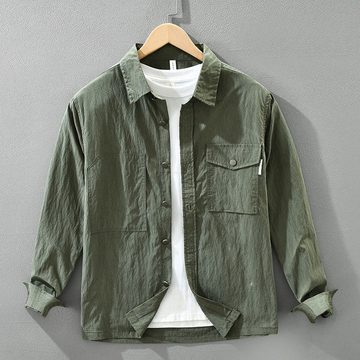 Buddha Stones Daily Long Sleeve Buttons Simple Design Men's Shirt With Pockets - DarkGreen - US/UK/AU42,EU52 (3XL) - image 0