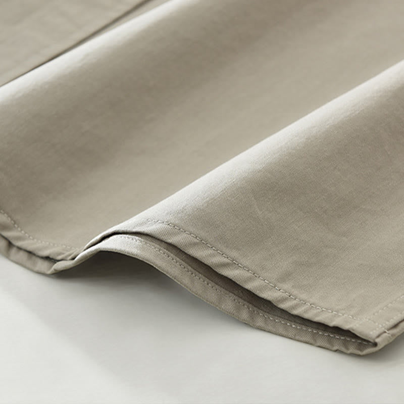 Buddha Stones Daily Plain Buttons Design Men's Long Sleeve Pure Cotton Shirt With Pockets - image 12