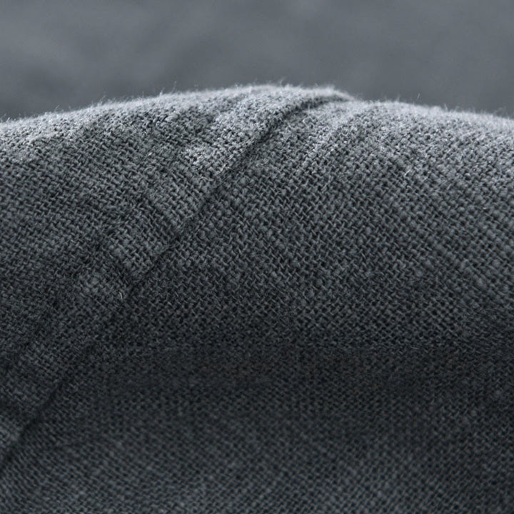 Buddha Stones Men's Fall Plain Ramie Cotton Long Sleeve Lapel Shirt With Pockets - image 9