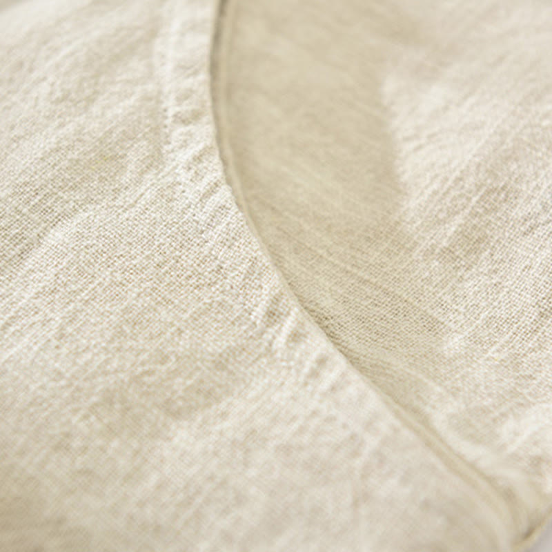 Buddha Stones Men's Fall Plain Ramie Cotton Long Sleeve Lapel Shirt With Pockets - image 2