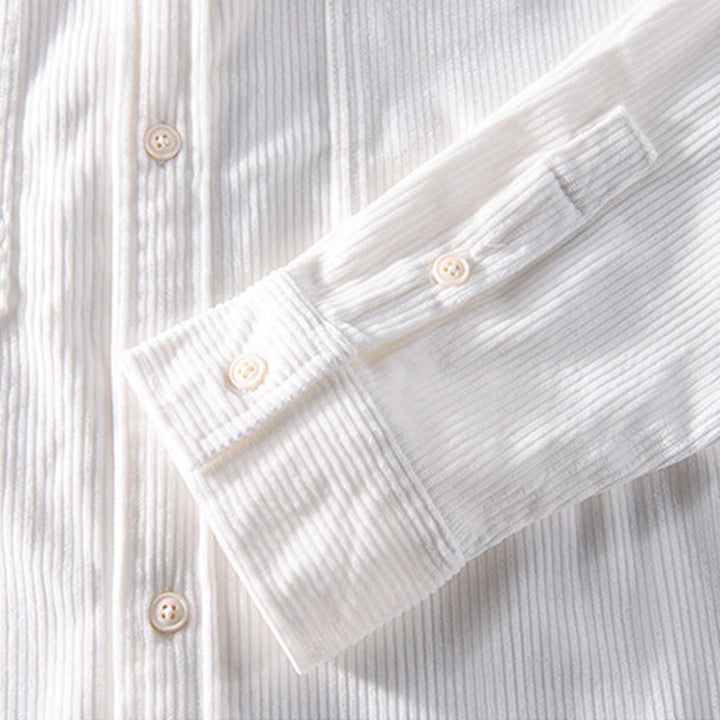 Buddha Stones Spring Plain Simple Buttons Design Corduroy Men's Long Sleeve Jacket With Pockets - image 10