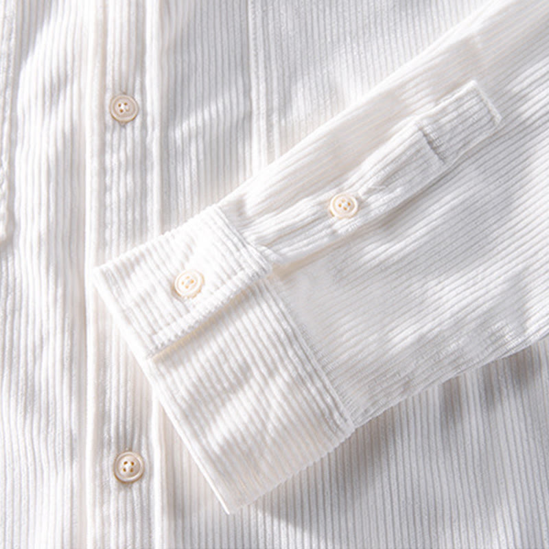 Buddha Stones Spring Plain Simple Buttons Design Corduroy Men's Long Sleeve Jacket With Pockets - image 10