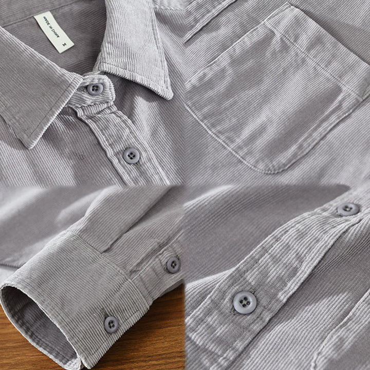 Buddha Stones Daily Plain Buttons Design Long Sleeve Men's Corduroy Pure Cotton Jacket With Pocket - image 17