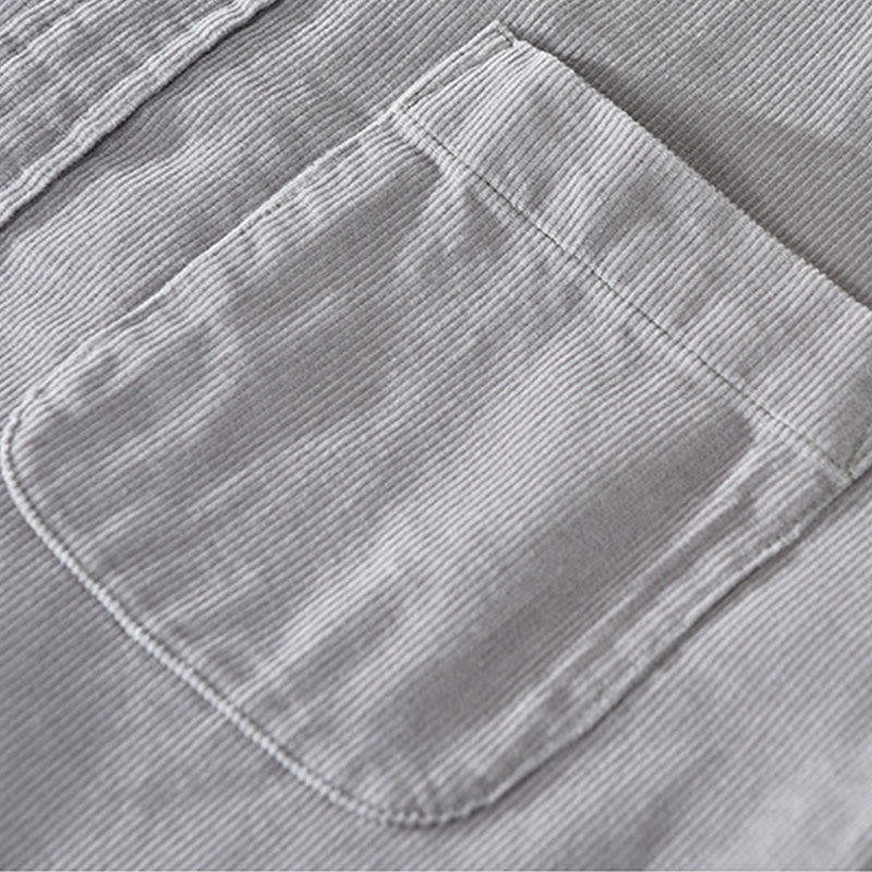 Buddha Stones Daily Plain Buttons Design Long Sleeve Men's Corduroy Pure Cotton Jacket With Pocket - image 13
