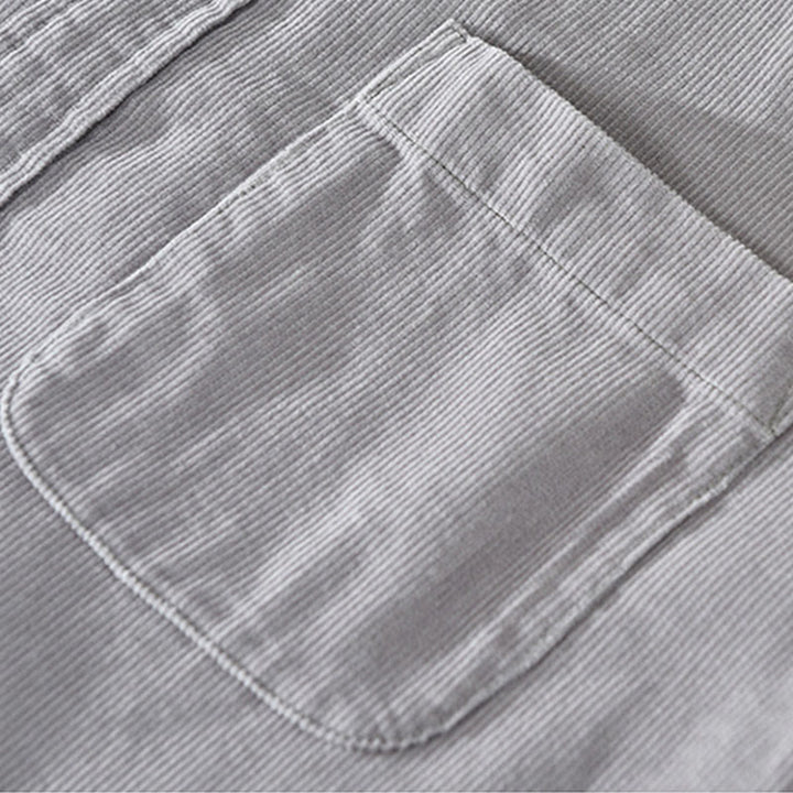 Buddha Stones Daily Plain Buttons Design Long Sleeve Men's Corduroy Pure Cotton Jacket With Pocket - image 13