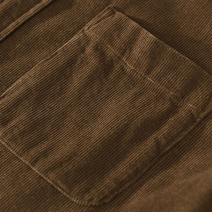 Buddha Stones Daily Plain Buttons Design Long Sleeve Men's Corduroy Pure Cotton Jacket With Pocket - image 22