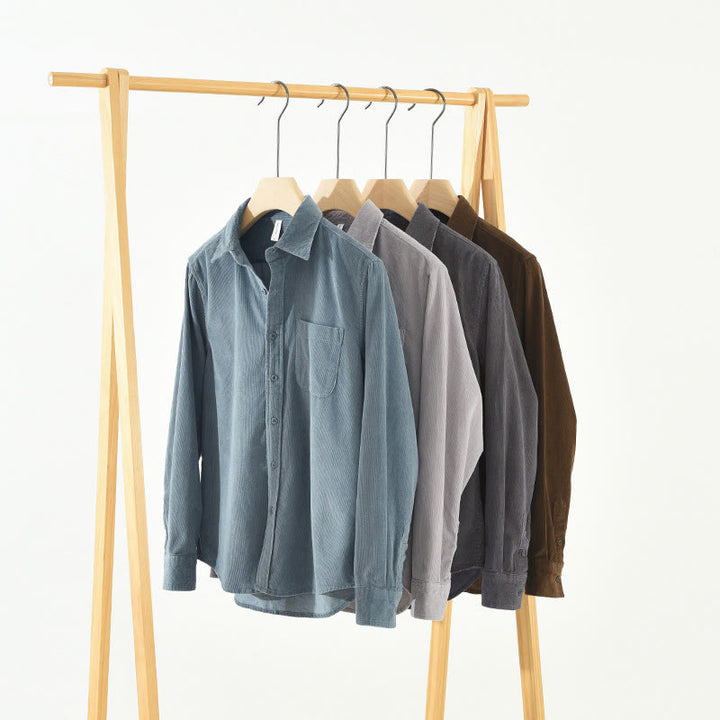 Buddha Stones Daily Plain Buttons Design Long Sleeve Men's Corduroy Pure Cotton Jacket With Pocket - image 25