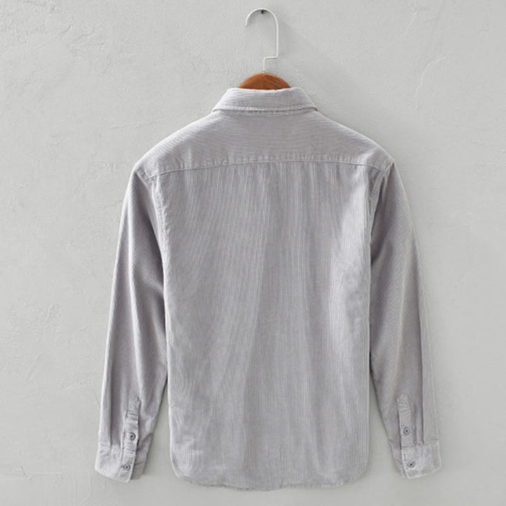 Buddha Stones Daily Plain Buttons Design Long Sleeve Men's Corduroy Pure Cotton Jacket With Pocket - image 11