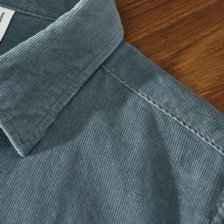 Buddha Stones Daily Plain Buttons Design Long Sleeve Men's Corduroy Pure Cotton Jacket With Pocket - image 3