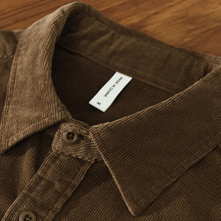 Buddha Stones Daily Plain Buttons Design Long Sleeve Men's Corduroy Pure Cotton Jacket With Pocket - image 20