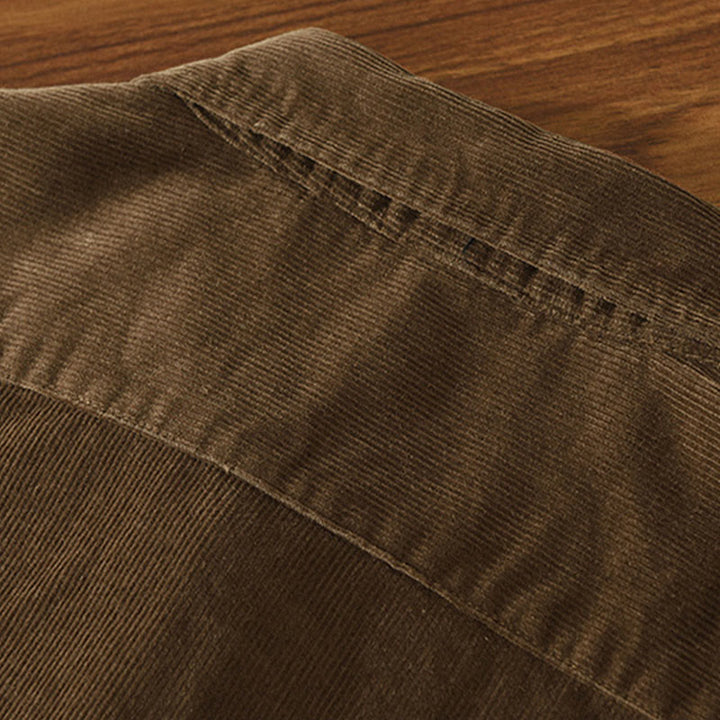 Buddha Stones Daily Plain Buttons Design Long Sleeve Men's Corduroy Pure Cotton Jacket With Pocket - image 21