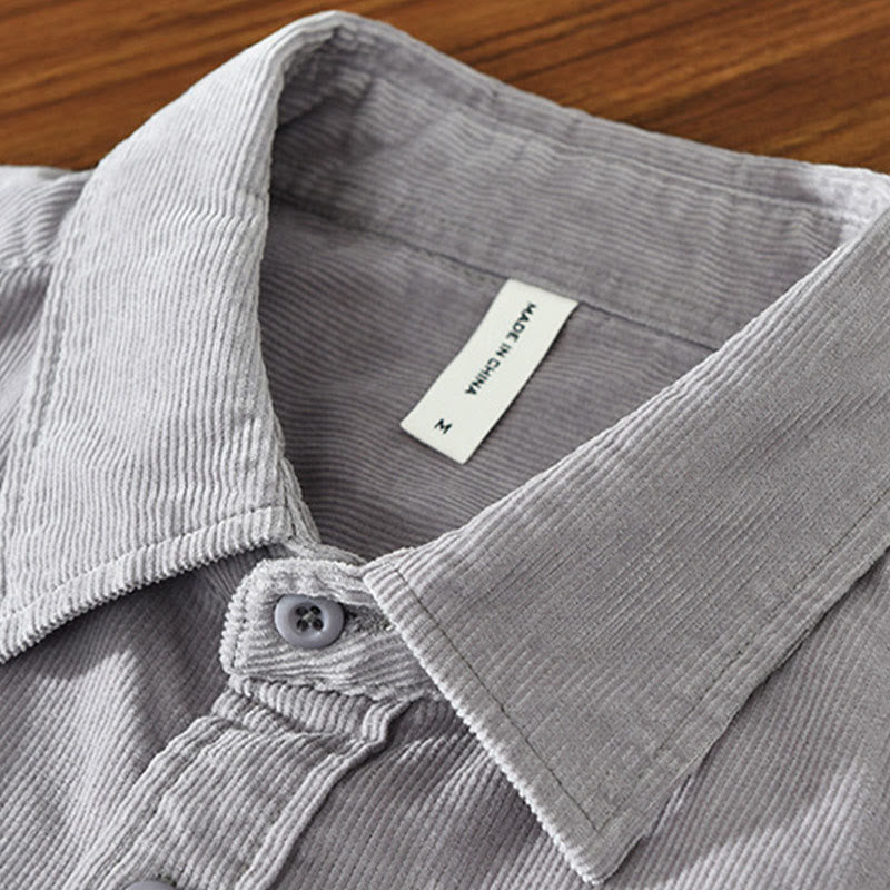 Buddha Stones Daily Plain Buttons Design Long Sleeve Men's Corduroy Pure Cotton Jacket With Pocket - image 12