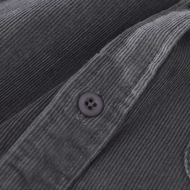 Buddha Stones Daily Plain Buttons Design Long Sleeve Men's Corduroy Pure Cotton Jacket With Pocket - image 8