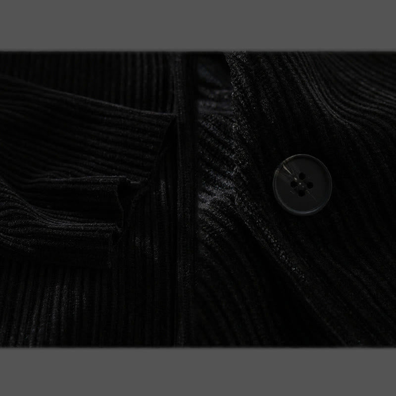 Buddha Stones Commute V-neck Simple Ribbed Texture Design Long Sleeve Men's Jacket - image 16