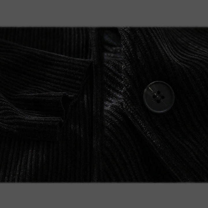 Buddha Stones Commute V-neck Simple Ribbed Texture Design Long Sleeve Men's Jacket - image 16