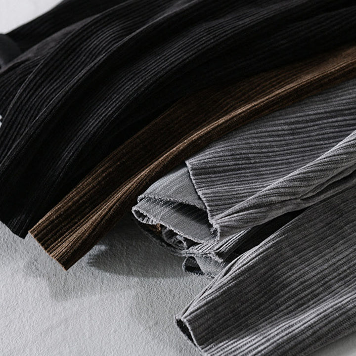 Buddha Stones Commute V-neck Simple Ribbed Texture Design Long Sleeve Men's Jacket - image 21